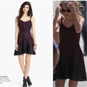 Free People Maroon-Black Foil Lace Ombré Dress seen on Taylor + Vampire Diaries